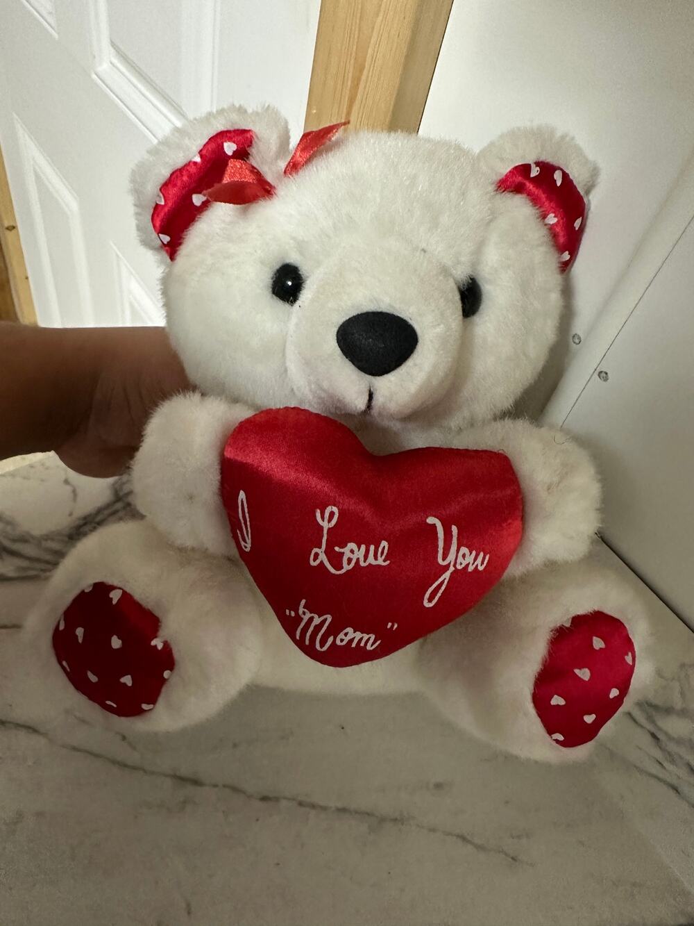 White Teddy Bear Plush I Love You Mom Mother's Day Gift 8.5" Stuffed Animal